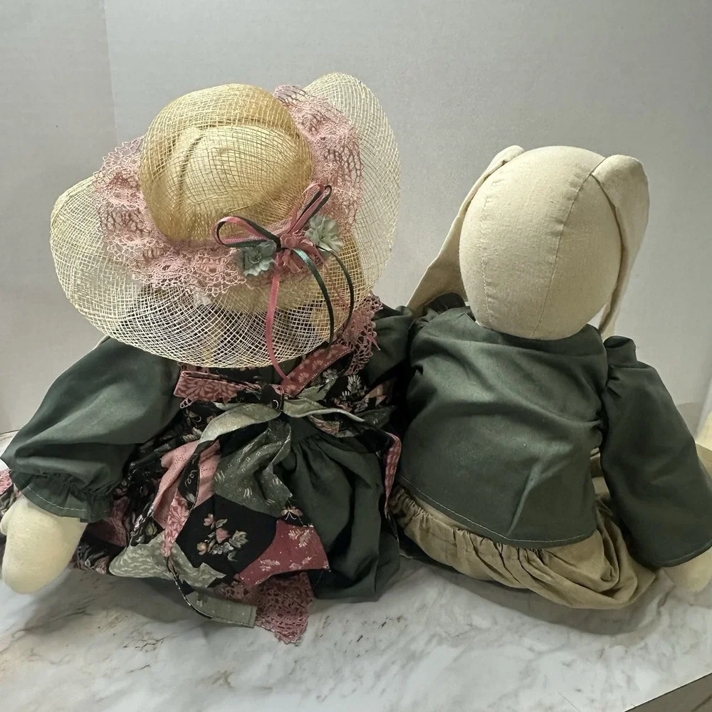 VTG Handmade Bunny Rabbits Plush Country Cottage‎ Chic Primitive Set